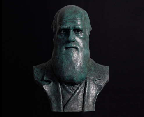 Life size bronze portrait bust of the scientist Charles Darwin