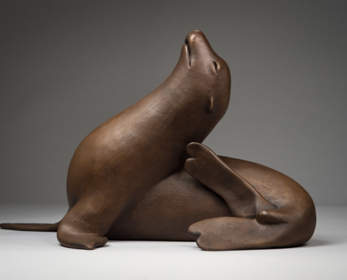 Bronze sculpture of a Sea Lion by wildlife artist Anthony Smith