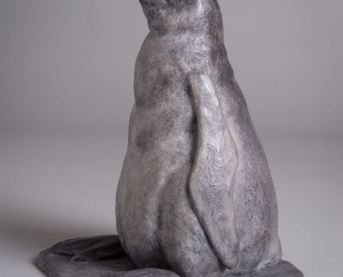 Bronze sculpture of a Gentoo Penguin chick by wildlife artist Anthony Smith