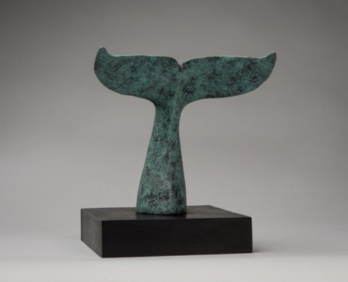Bronze sculpture of a humpback whale tail (fluke) by wildlife artist Anthony Smith