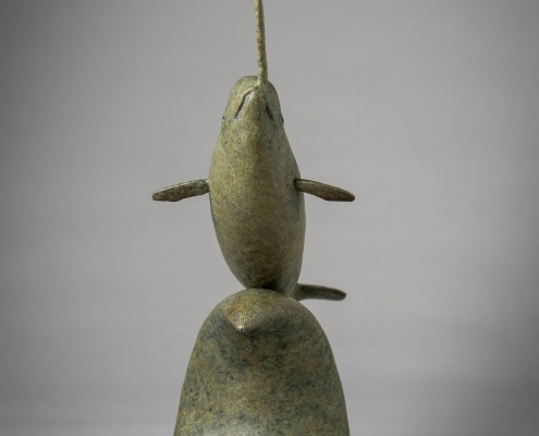 Bronze sculpture of a Narwhal by wildlife artist Anthony Smith