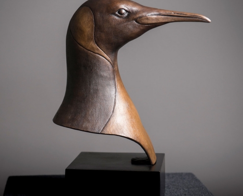 King Penguin Bust bronze sculpture by wildlife artist Anthony Smith