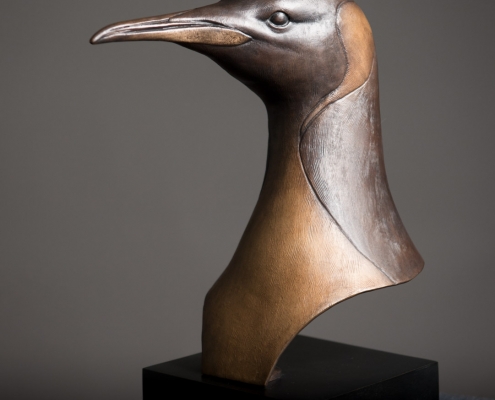 King Penguin Bust bronze sculpture by wildlife artist Anthony Smith