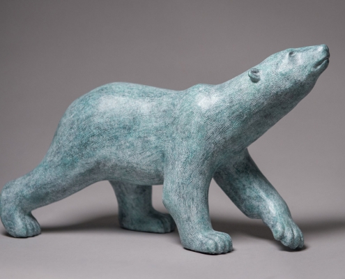 Bronze sculpture of a Polar Bear by wildlife artist Anthony Smith