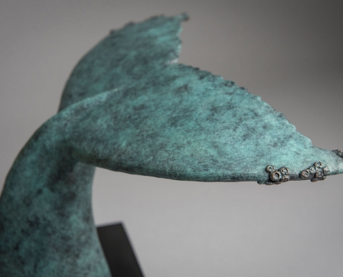 Bronze sculpture of a humpback whale tail (fluke) by wildlife artist Anthony Smith