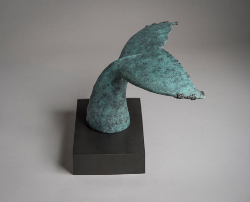 Bronze sculpture of a humpback whale tail (fluke) by wildlife artist Anthony Smith