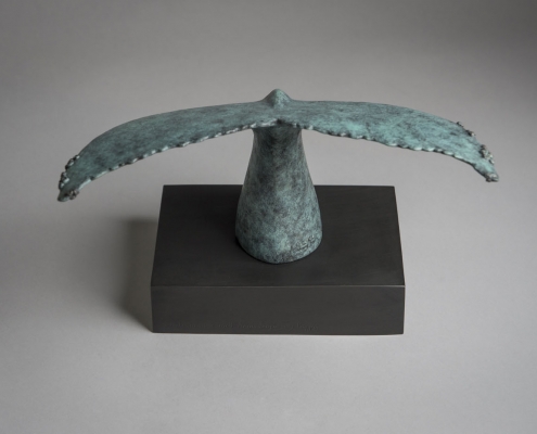 Bronze sculpture of a humpback whale tail (fluke) by wildlife artist Anthony Smith