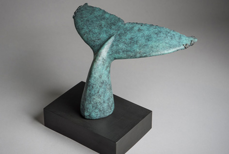 Bronze sculpture of a humpback whale tail (fluke) by wildlife artist Anthony Smith