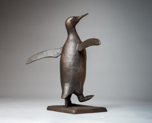 King Penguin bronze sculpture by wildlife artist Anthony Smith