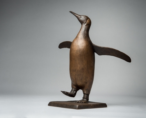 King Penguin bronze sculpture by wildlife artist Anthony Smith