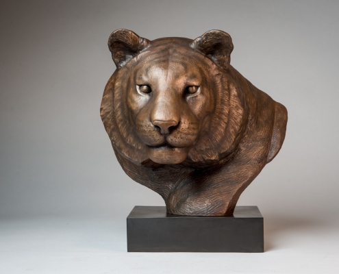 Bronze sculpture of a Tiger head