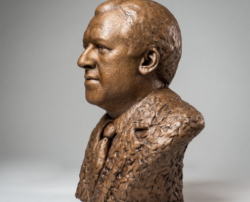 Life size bronze portrait bust sculpture of the Scottish entrepreneur and businessman Sir David Murray